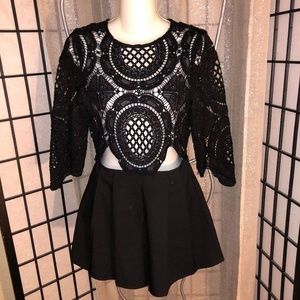 Romper crocheted top with short